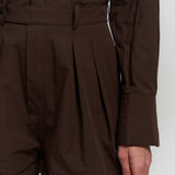 Button Detailed Utility Short Jumpsuit Brown