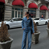 Blue Denim Button Up Jumpsuit