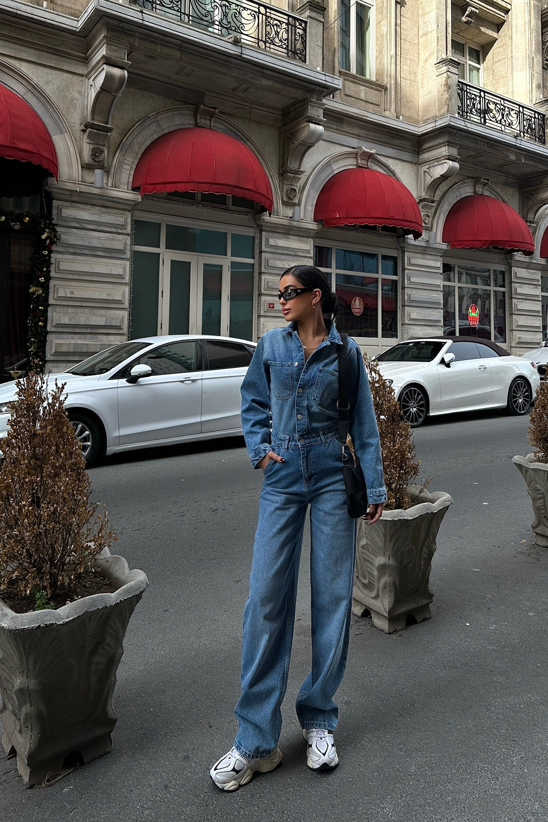 Blue Denim Button Up Jumpsuit