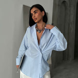 Crossed-Button Oversized Shirt