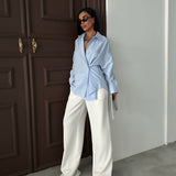 Crossed-Button Oversized Shirt