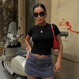 Basic Ribbed Short Sleeve T-Shirt