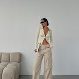 Above Knee Zip Detail Parachute Cargo Pants