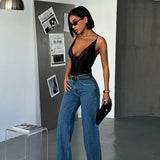Classic Dark Blue Mid Rise Jeans