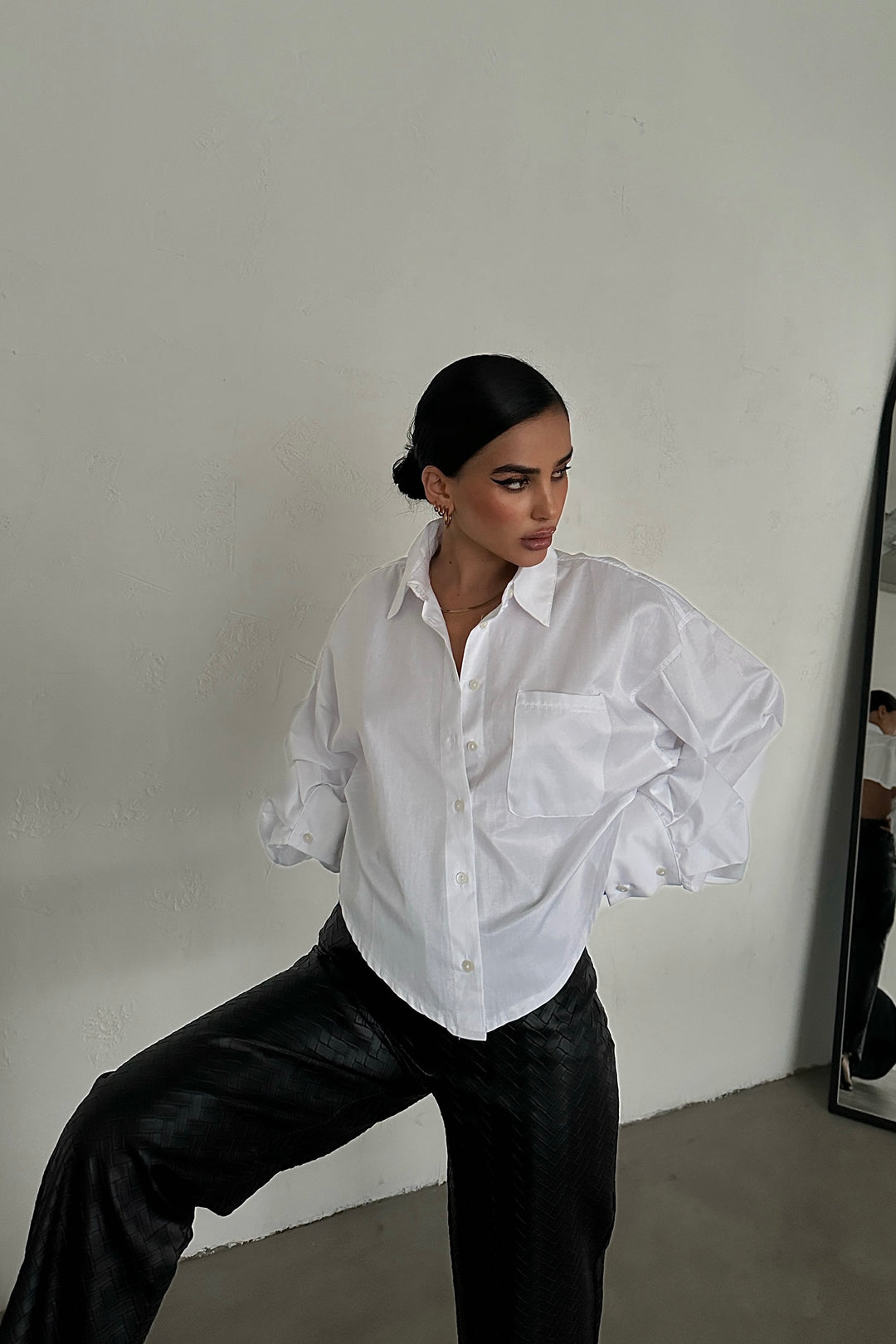 Poplin Cropped Back Detail Shirt