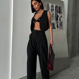 Wide Legs Pleated Pants In Colors