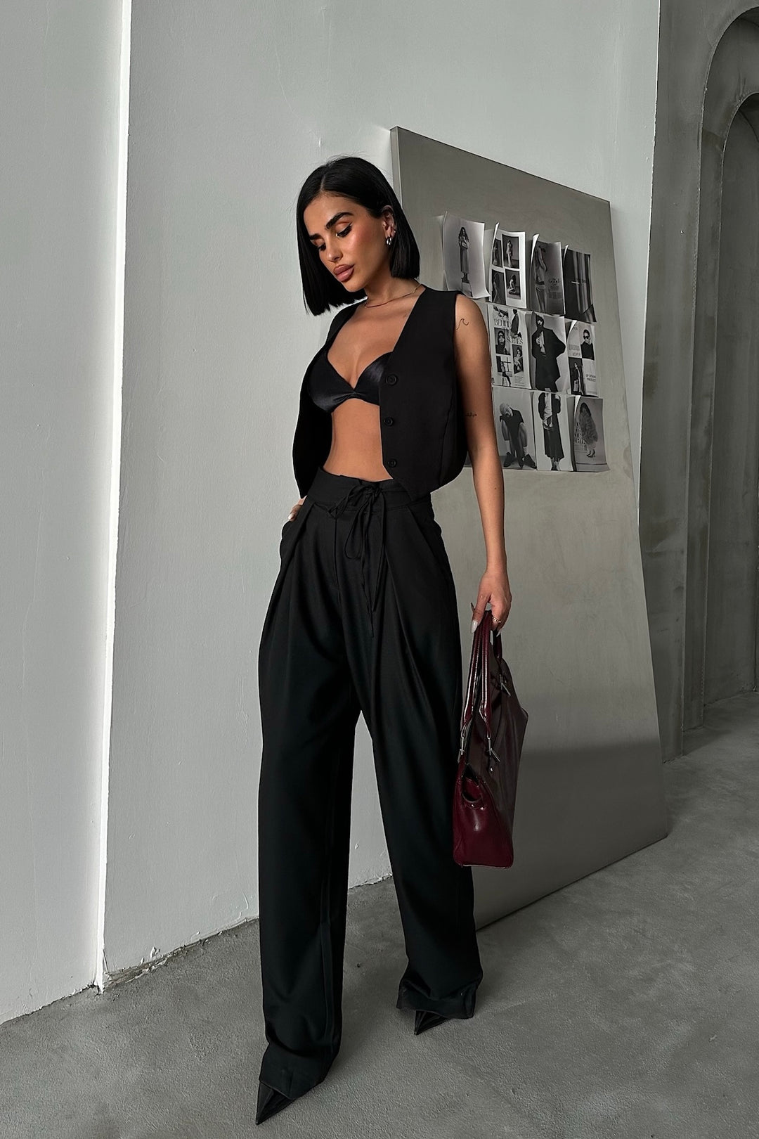 Wide Legs Pleated Pants In Colors