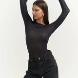 Sabrina Neckline See-Through Top