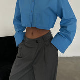Cropped Shirt With Fake Pocket