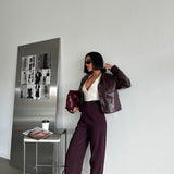 Plum Pleated Palazzo Pants