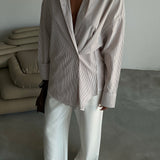 Crossed-Button Oversized Shirt