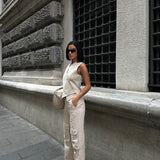 Wide Leg Canvas Cargo Pants Stone