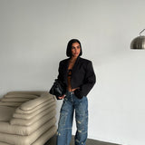 Cargo Pocket Wide Leg Ripped Jeans