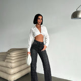 Stitched Square Straight-Leg Jeans