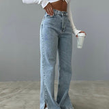 Wide Side Split Jeans