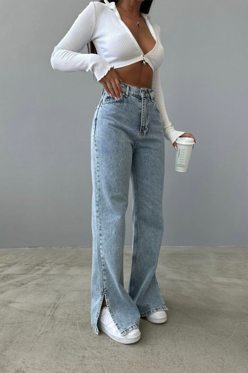 Wide Side Split Jeans