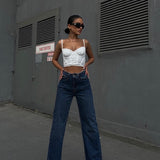 Tassel Waist And Hem Wide Jeans