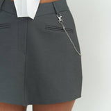 V Waist Gray Mini Skirt