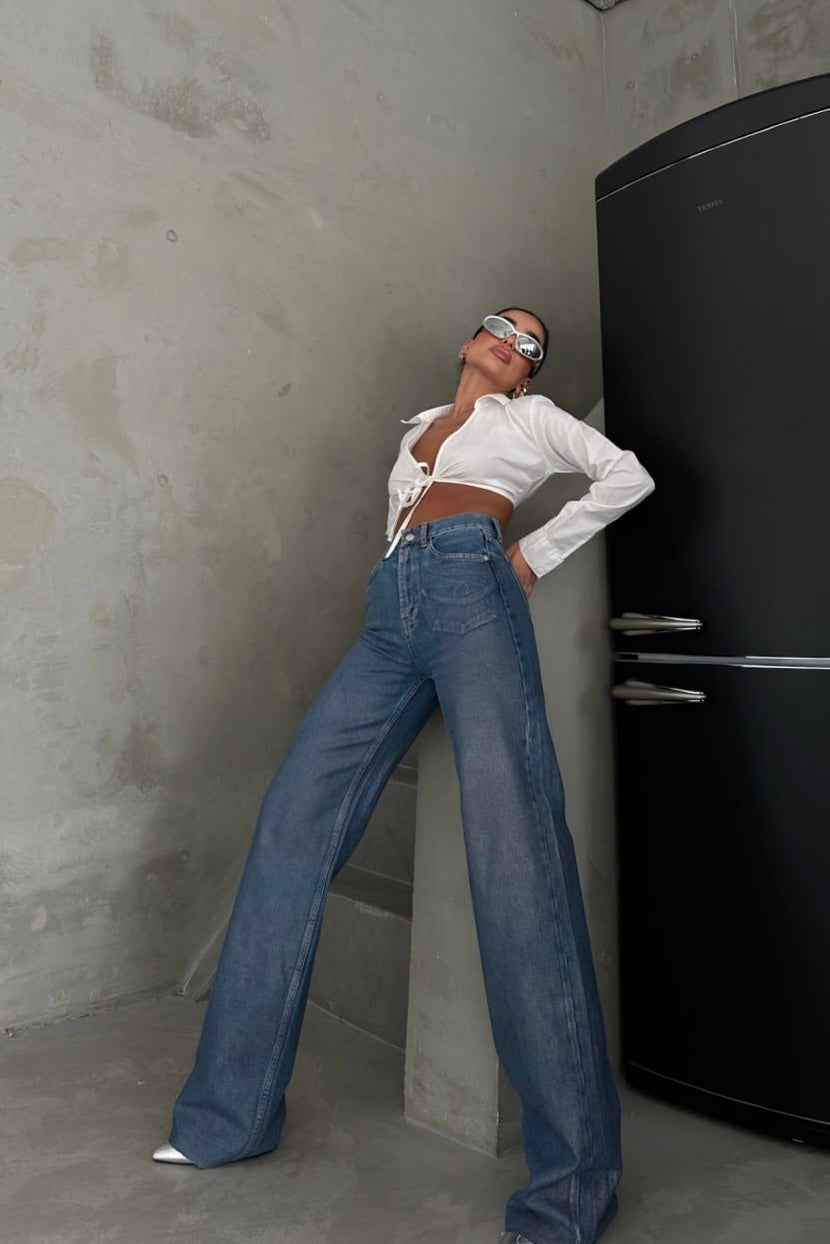 Metallic Wash Blue Jeans