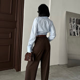 Flowy Pleated Brown Pants
