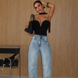 Washed Taper Barrel Jeans Blue