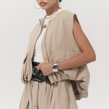 Sleeveless Zip-Up Utility Vest