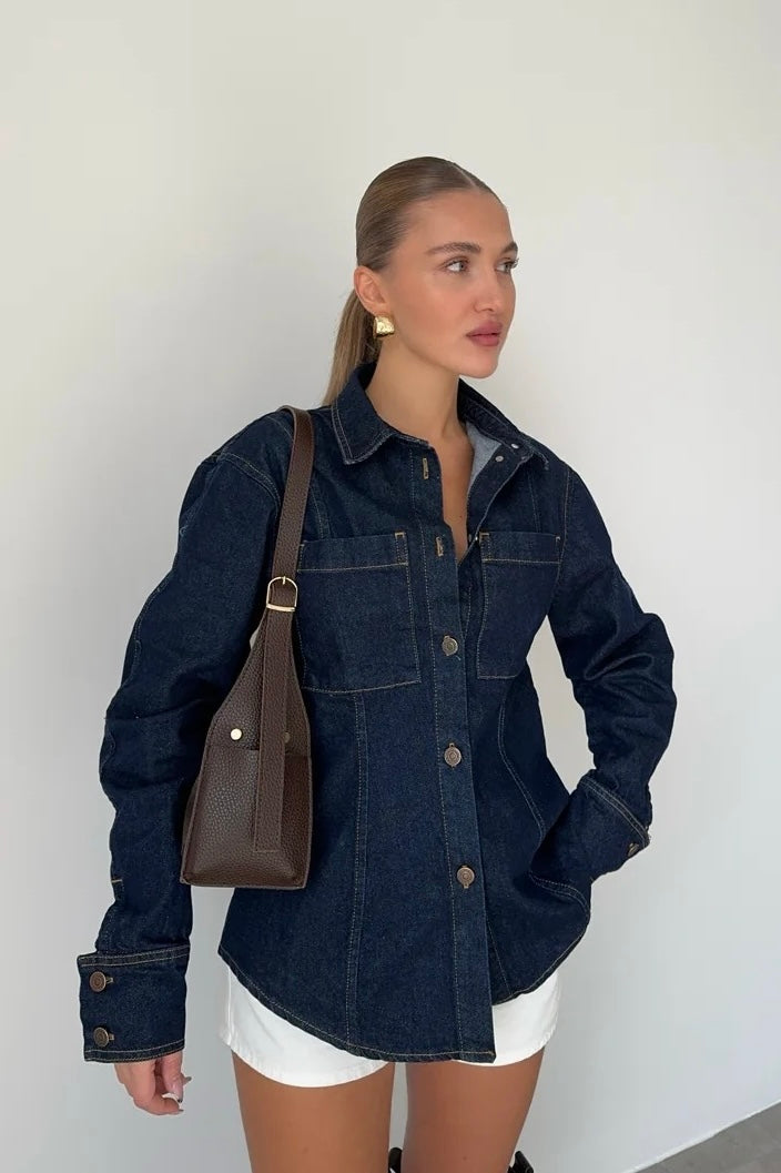 Waist Drape Denim Shirt