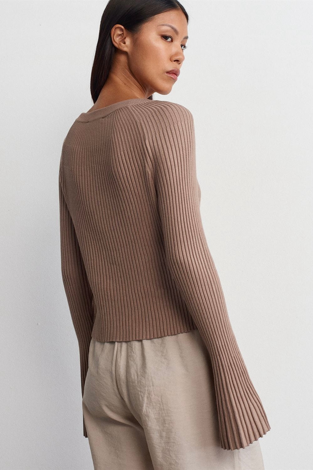 Flared Sleeves Button Up Cardigan