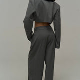 Cross Button Pants & Blazer Set