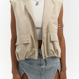 Sleeveless Zip-Up Utility Vest