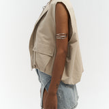 Sleeveless Zip-Up Utility Vest