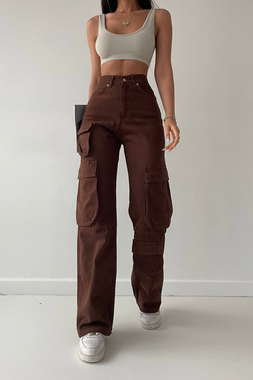 Pockets Cargo Jeans In Neutrals