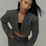 Cross Button Pants & Blazer Set