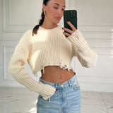 Cropped Long Sleeve Sweater