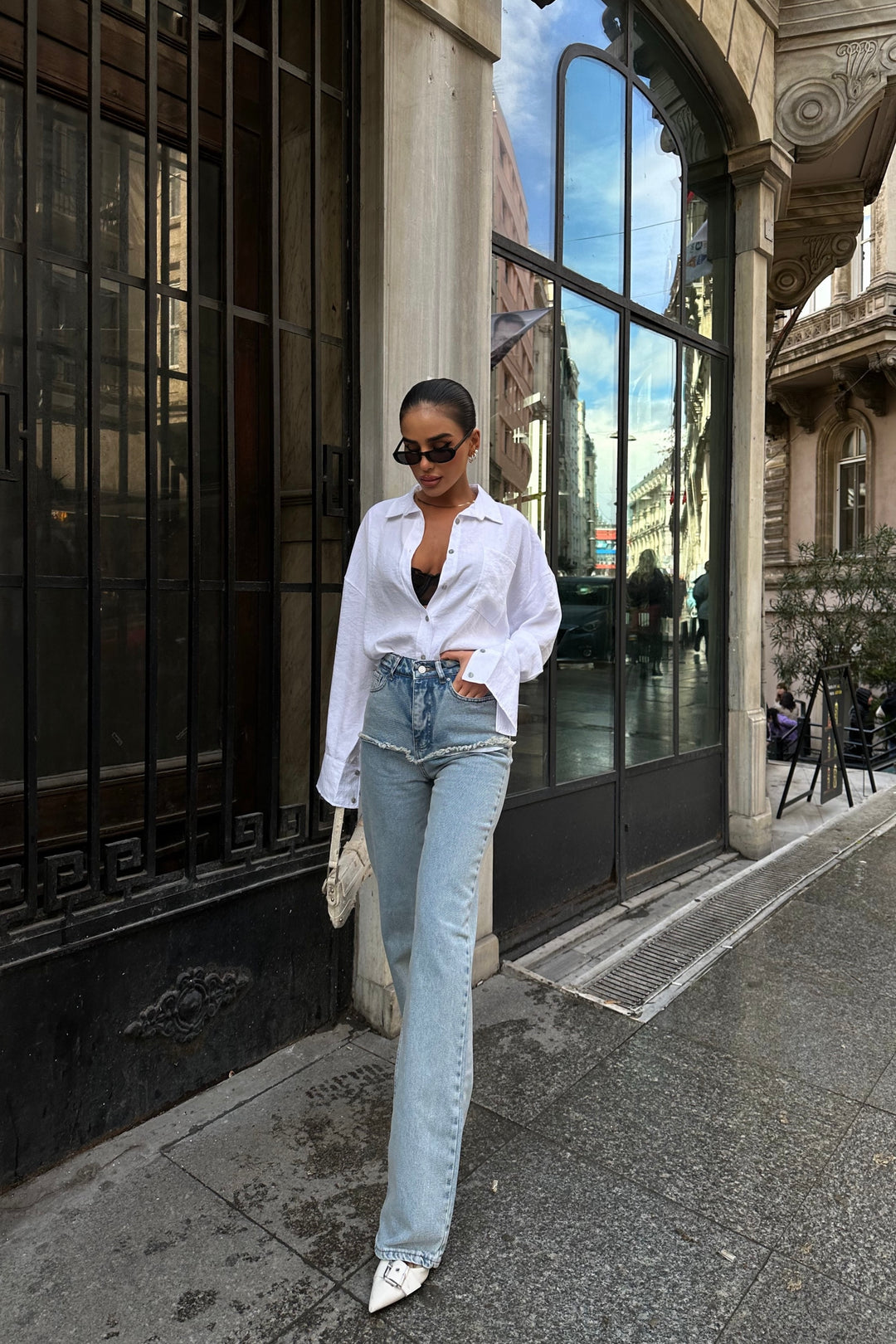 Tassel Front Light Blue Jeans