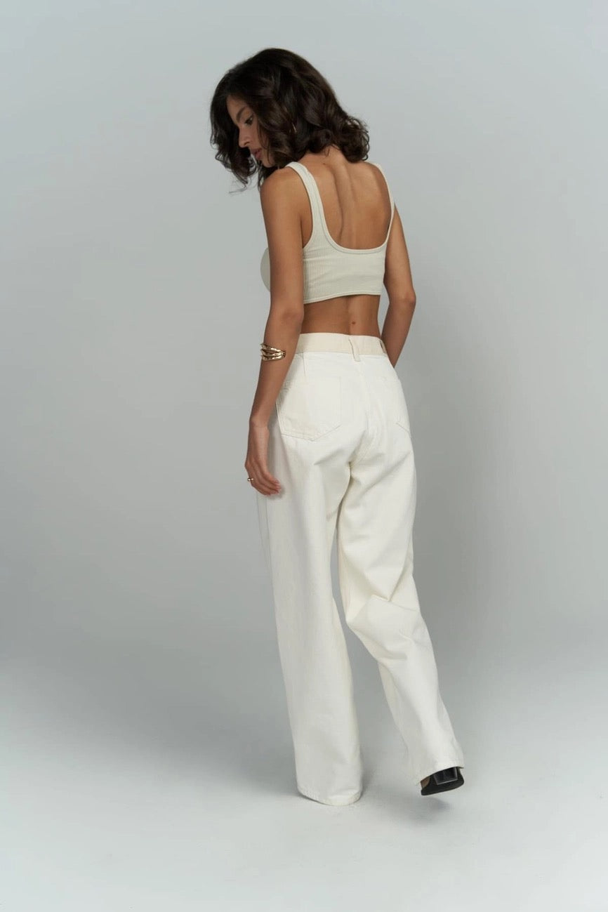 Tri-Fold Jeans Cream