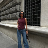 Raw Hem High-Waist Flared Jeans