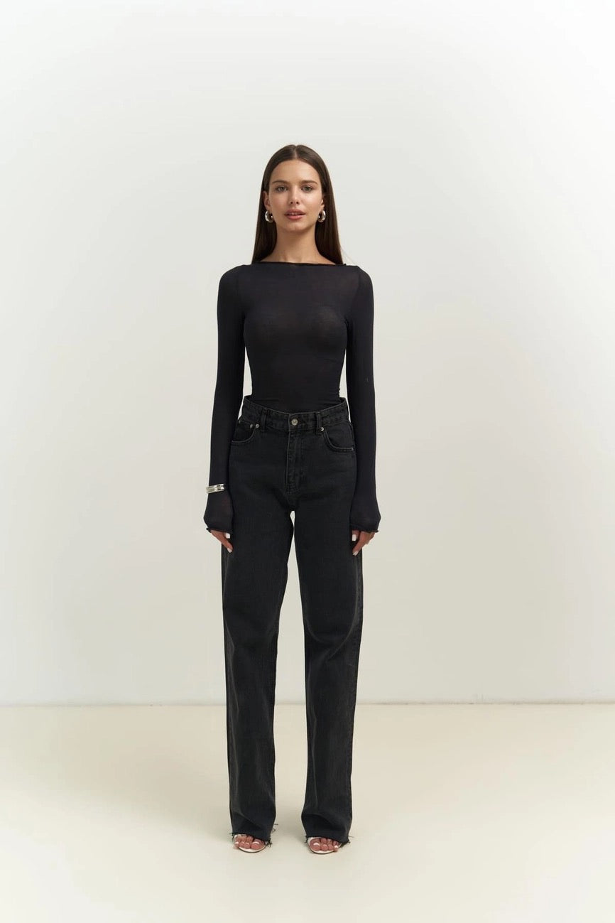 Sabrina Neckline See-Through Top