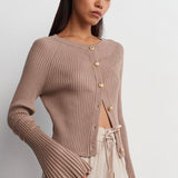 Flared Sleeves Button Up Cardigan
