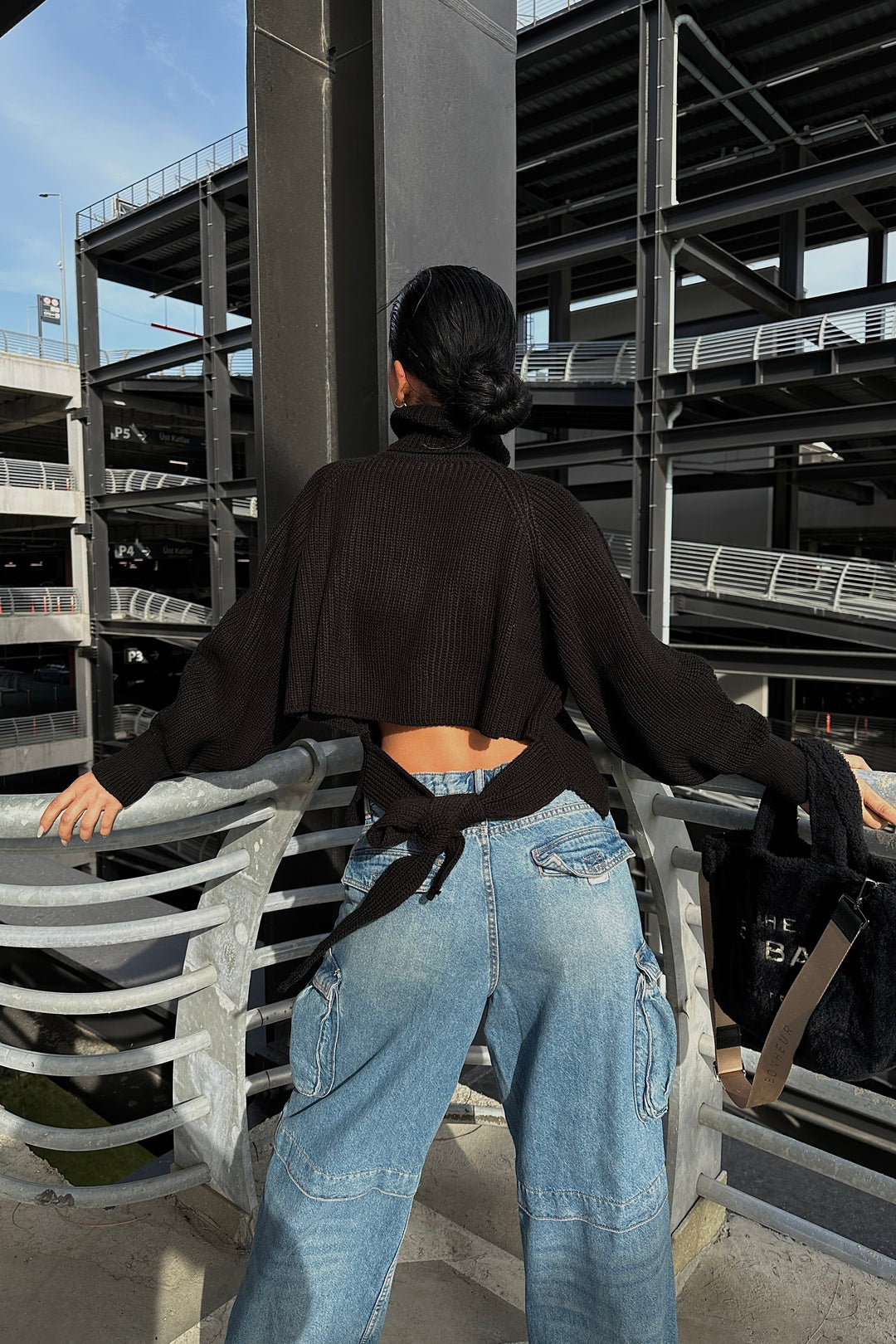 Turtle Neck Tie Strings Sweater