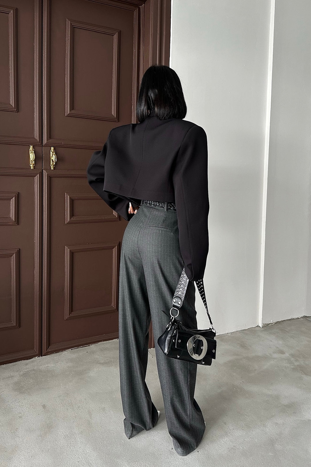 Pinstripe Pleated Trousers