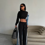 Denim-Sweat Combo Set
