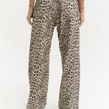 Leopard Wide Leg Fit Jeans