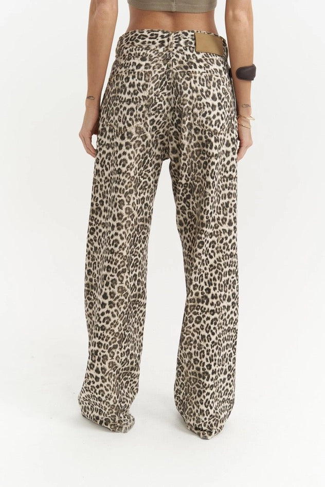Leopard Wide Leg Fit Jeans