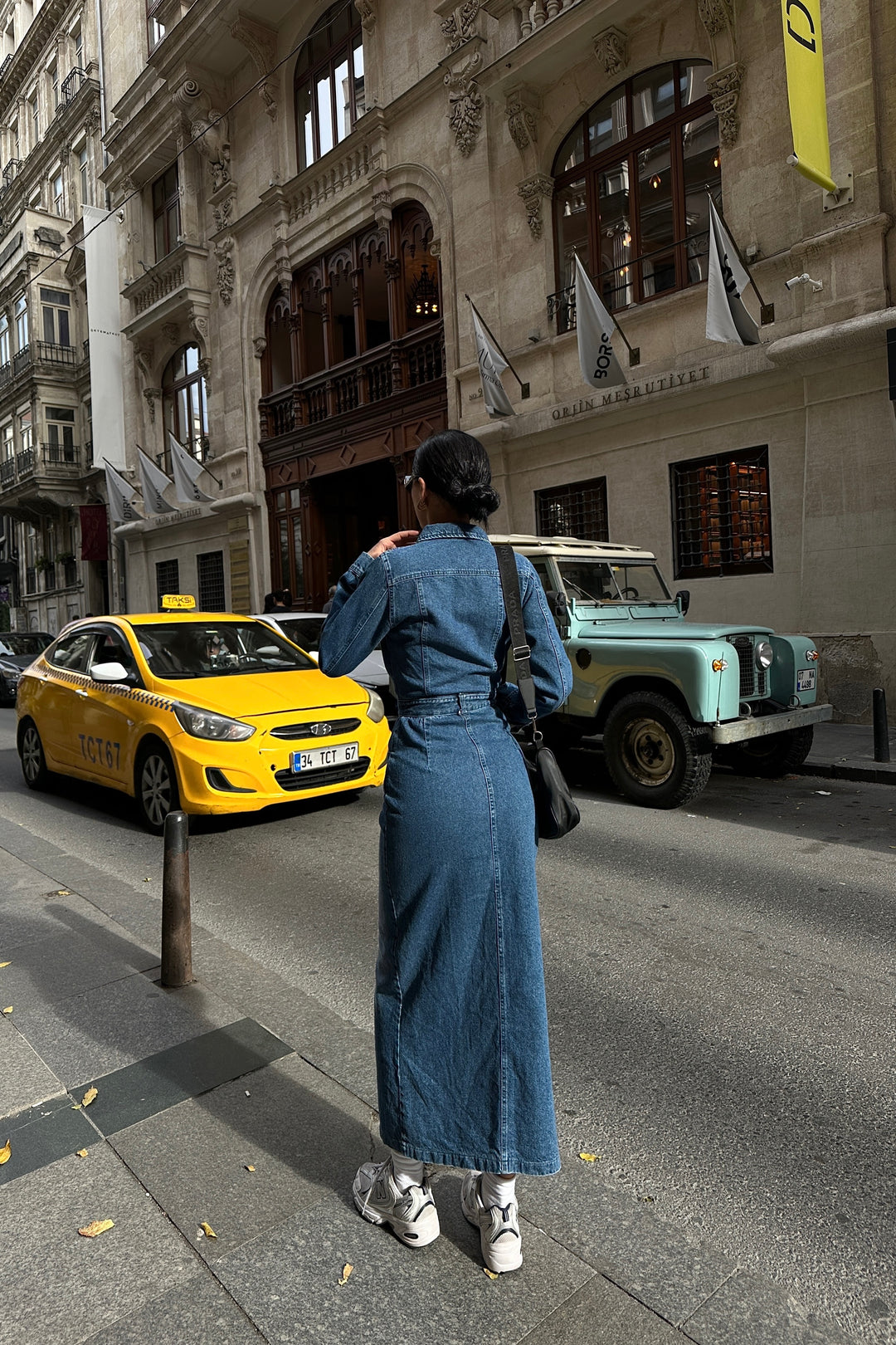 Denim Slit Skirt Dress