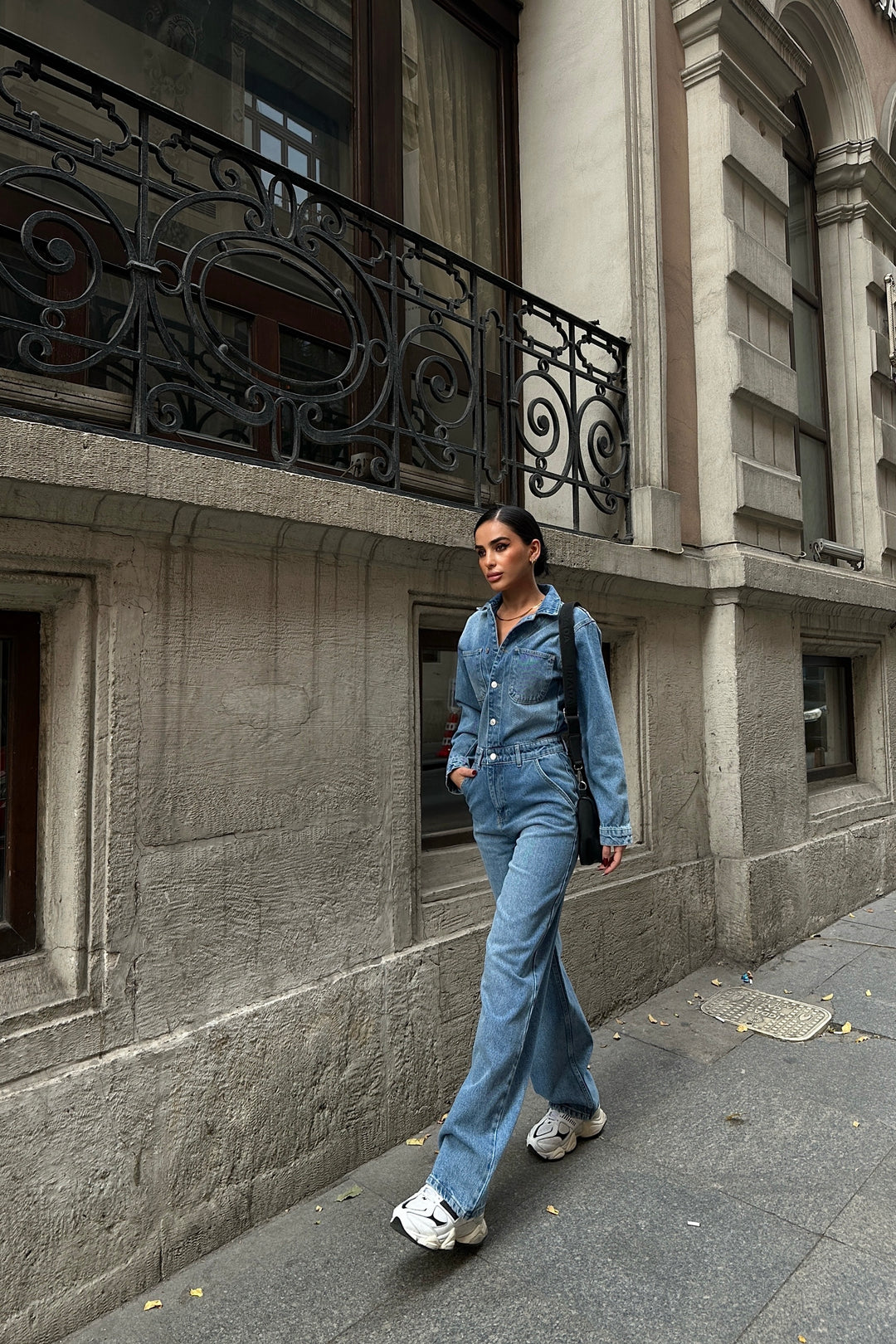 Blue Denim Button Up Jumpsuit