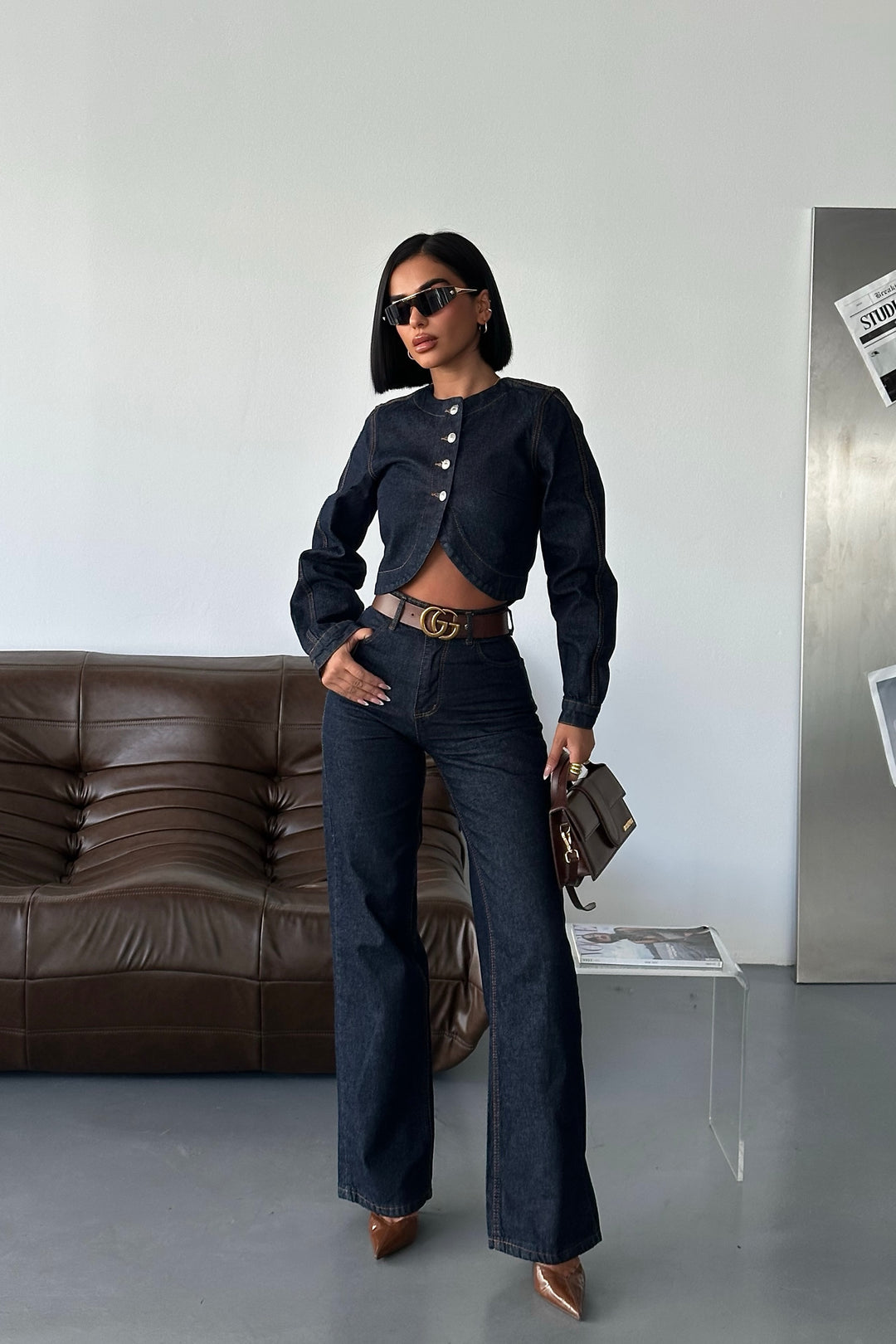 Dark Wash Denim Two-Piece Set
