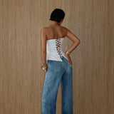 Shadow Hem Wide Leg Jean Blue