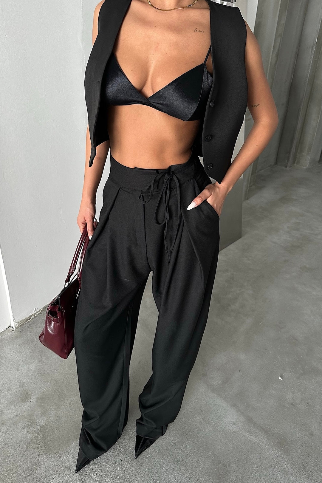 Wide Legs Pleated Pants In Colors