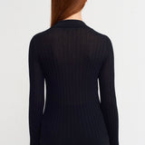Ribbed Cardigan with Flower Detail